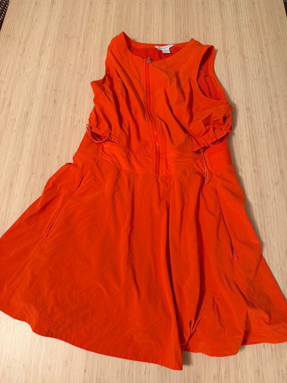 Sleeveless Orange Zip-Front A-Line Dress